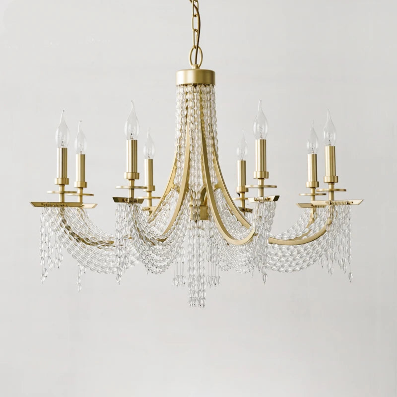 Modern nordic crystal chandelier with gold minimalist 6-ring design - vue 4 sur 9