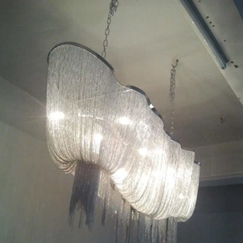 suspension moderne à pampilles en aluminium pour éclairage décoratif intérieur - vue 3 sur 8