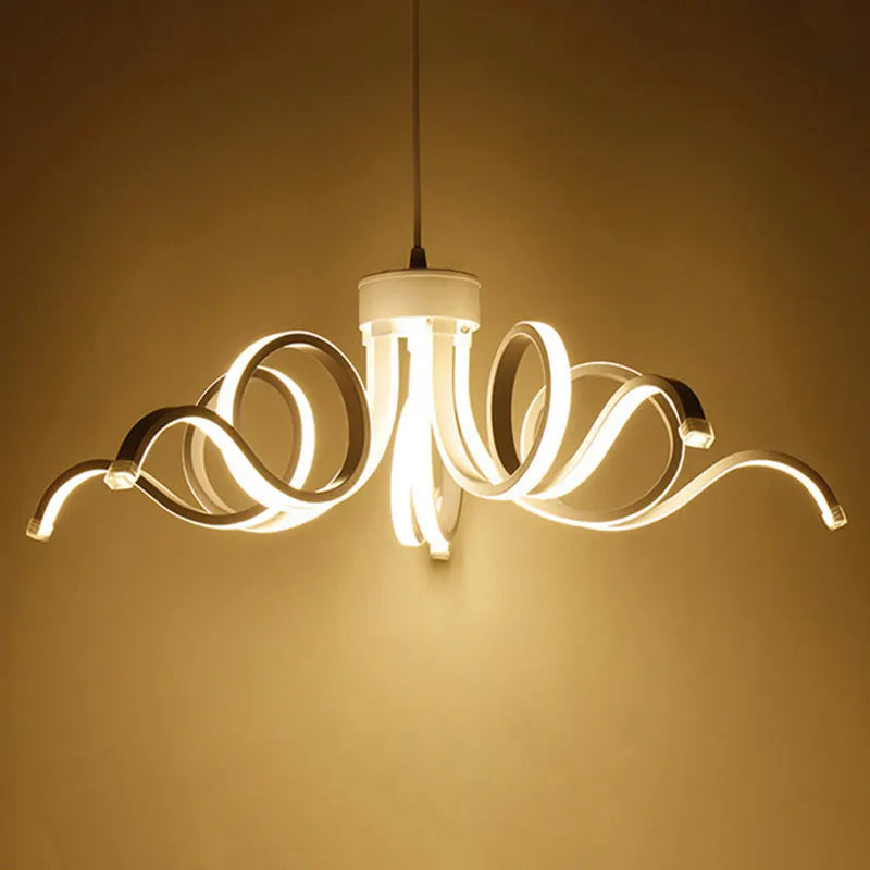 lustre suspendu moderne télécommandé en aluminium acrylique éclairage intelligent - vue 4 sur 9