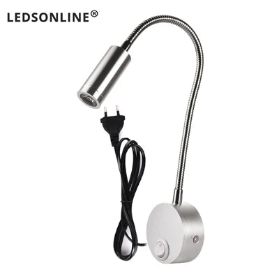 Lampe de Chevet travail étude lampe de lecture appliques 3W LED livre lampe mur veilleuse luminaires Spot LED ue US prise cordon