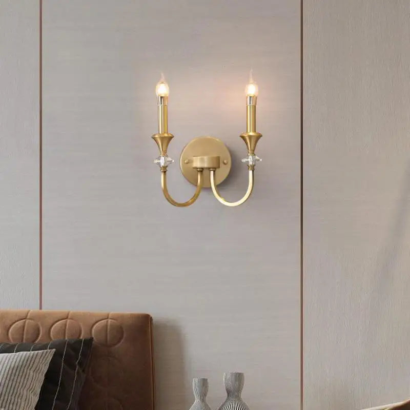 applique murale en cristal lampe à bougie led en cuivre à double tête - vue 8 sur 8