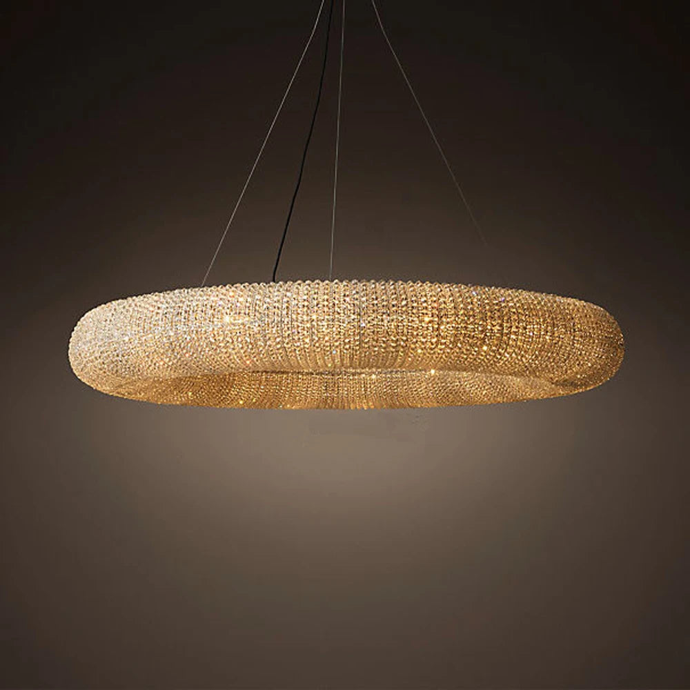 lustre design moderne à led avec anneau en cristal - vue 3 sur 6