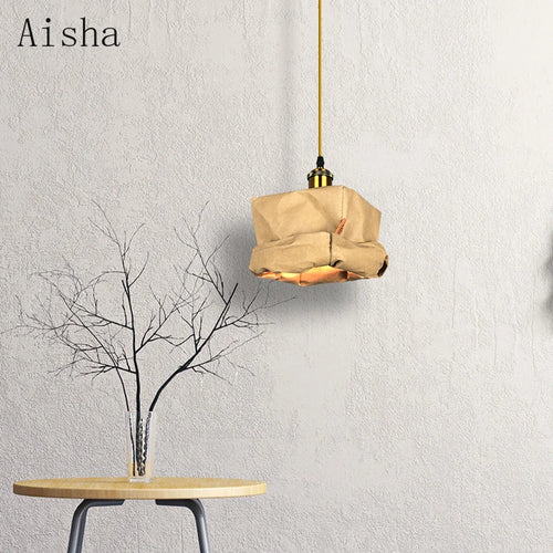 Minimalist nordic design kraft paper pendant light for interior decoration - vue 2 sur 10