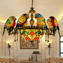 lustre tiffany vitrail lumineux oiseau perroquet design élégant intérieur