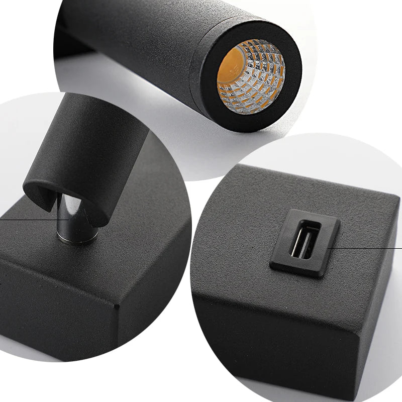 spot led rotatif moderne avec interrupteur en métal pour lecture - vue 7 sur 8
