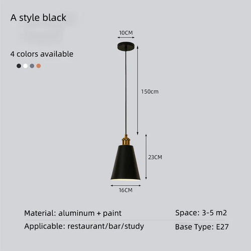 Minimalist modern retro loft pendant light with lampshade for kitchen, dining room, bedroom, restaurant - vue 9 sur 22