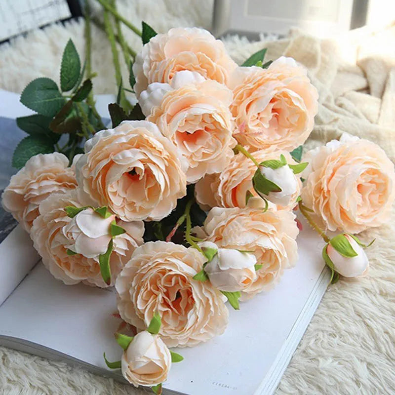 têtes de rose en soie artificielle pour décoration mariage et fête - vue 5 sur 16