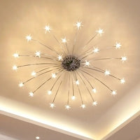 plafonnier moderne rond en cristal avec étoiles lumineuses