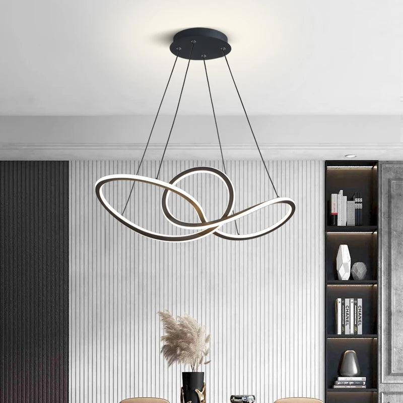 suspension nordique post-moderne en aluminium led anneau - vue 3 sur 7