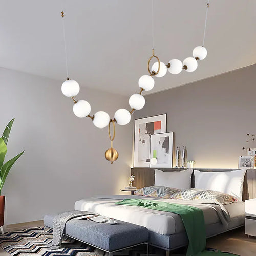 lustre à led en chaîne de boules en verre élégant et moderne - vue 3 sur 7