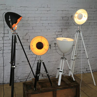 lampe de sol vintage à trépied style industriel avec ampoules edison