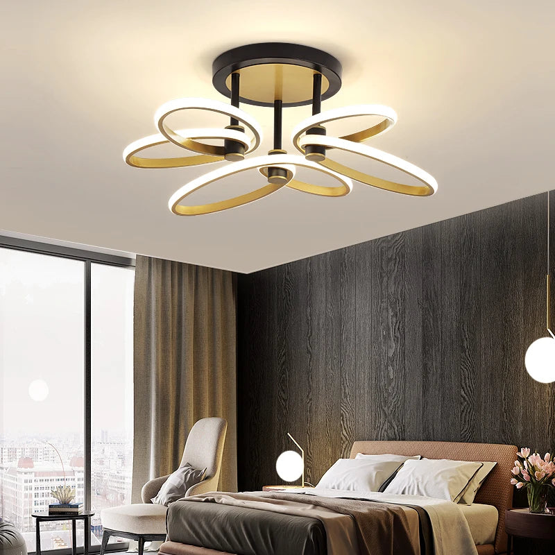 plafonnier moderne en pétale d'or pour intérieur décoratif - vue 4 sur 12