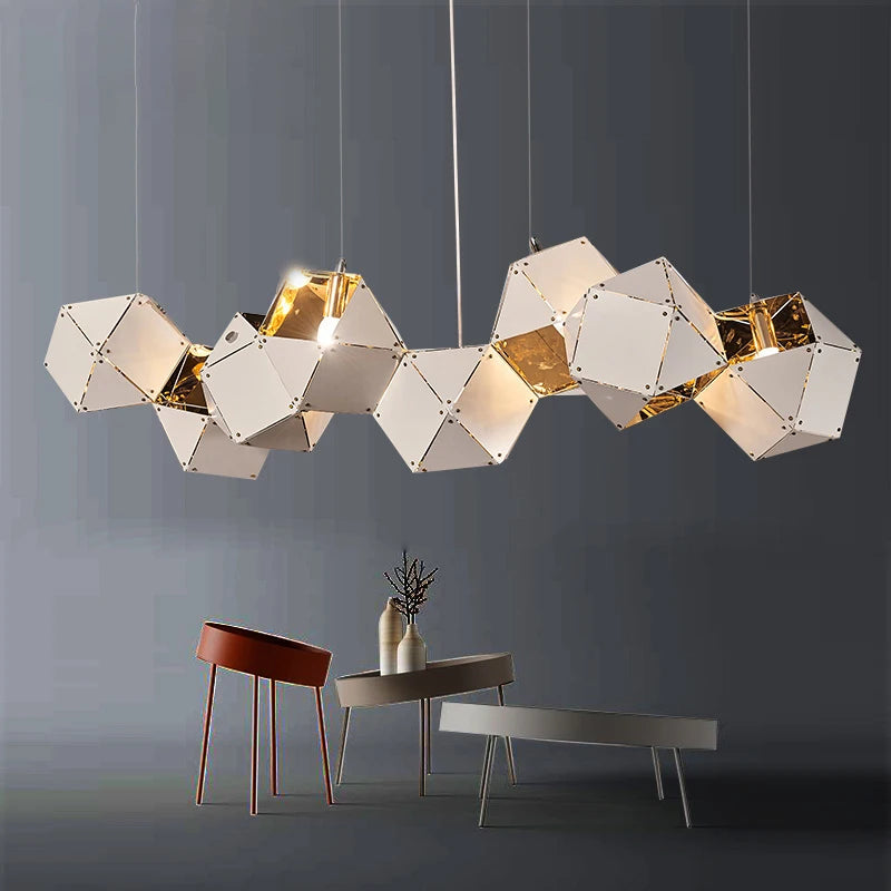 suspension design nordique en fer et pierre moderne - vue 5 sur 5