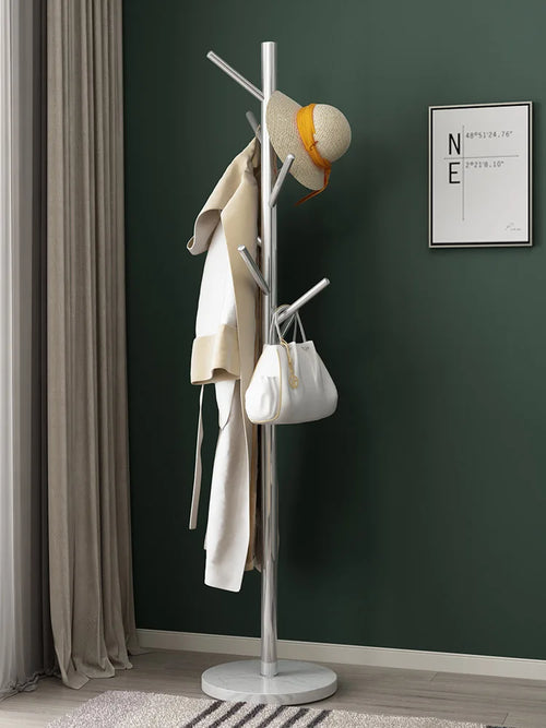 Stainless Steel Simple Modern Coat Rack, Nordic Light Luxury Hanger, Floor-Standing Bedroom Marble Hanger - vue 5 sur 11