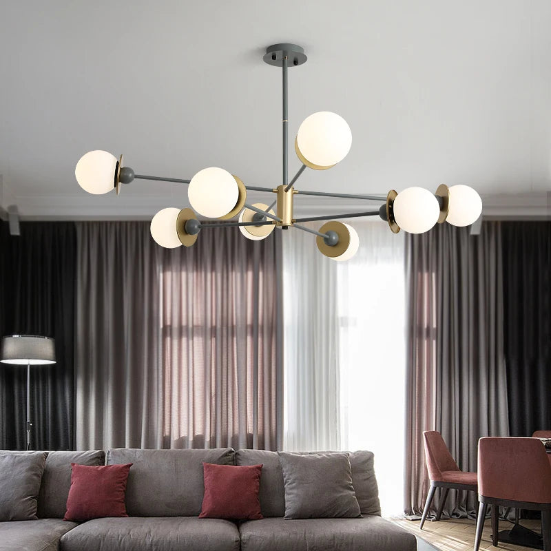lustre moderne boule de verre pour éclairage intérieur décoratif - vue 5 sur 10