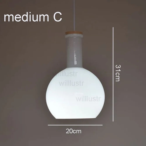 (mai80j) Suspension avec abat-jour en verre blanc style bouteille Nader - vue 13 sur 16