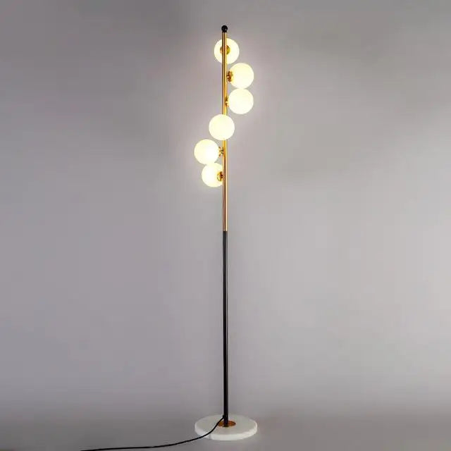 (16mai) Lampadaire moderne LED barre dorée avec globes en verre Inti - vue 4 sur 9