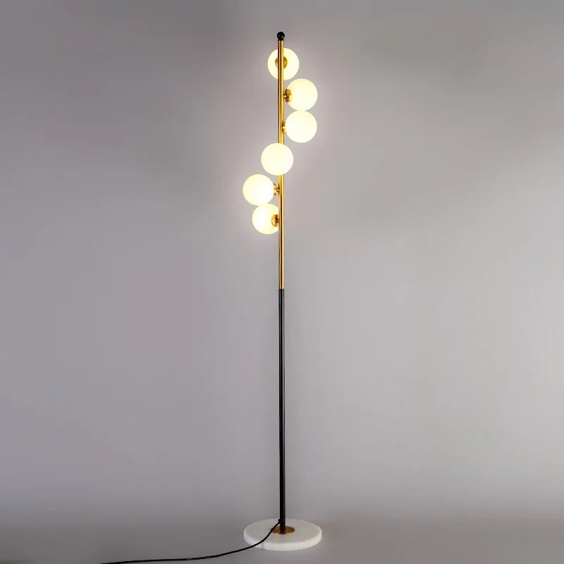 (16mai) Lampadaire moderne LED barre dorée avec globes en verre Inti - vue 3 sur 9