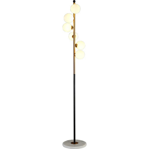 (16mai) Lampadaire moderne LED barre dorée avec globes en verre Inti - vue 2 sur 9
