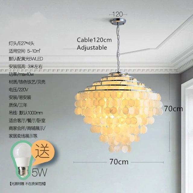 (80j - 6juin) Suspension moderne LED avec plaques nacrées Loredi - vue 7 sur 11
