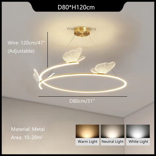 Lustre papillon LED mode créativité maison - vue 9 sur 9