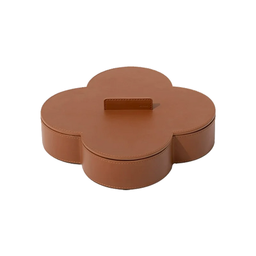 boîte de rangement ronde en cuir haut de gamme pour bijoux et objets décoratifs