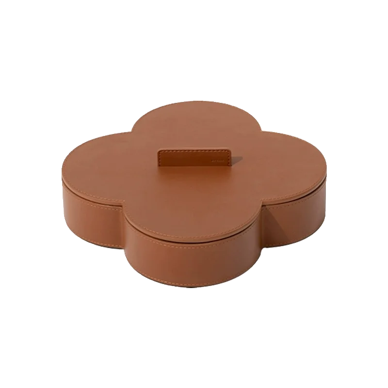 boîte de rangement ronde en cuir haut de gamme pour bijoux et objets décoratifs - vue 7 sur 7