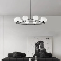 lustre en cuivre noir design moderne avec ampoule en verre blanc