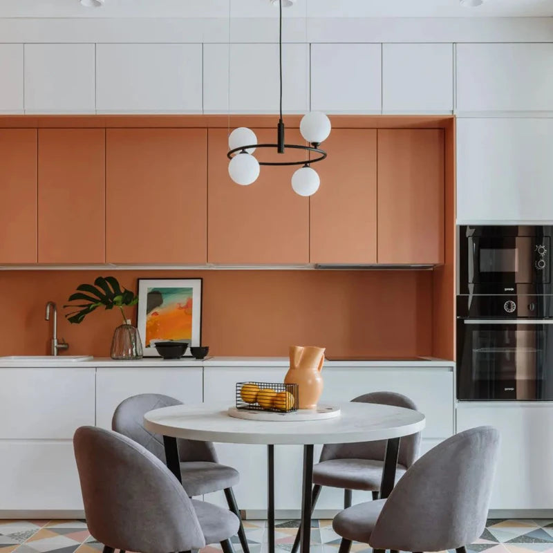 Minimalist white glass chandelier for modern interior decor - vue 3 sur 12