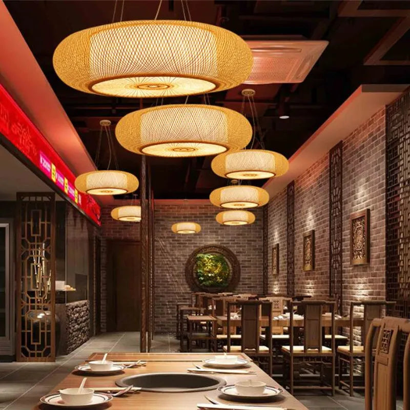 suspension en bambou moderne style chinois pour décoration intérieure - vue 4 sur 10