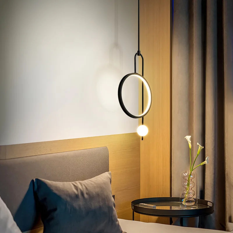 SANDYHA Moderne suspension Plafonnier anneau rond verre décoration de la maison accessoires chambre salle à manger Lustre intérieur
