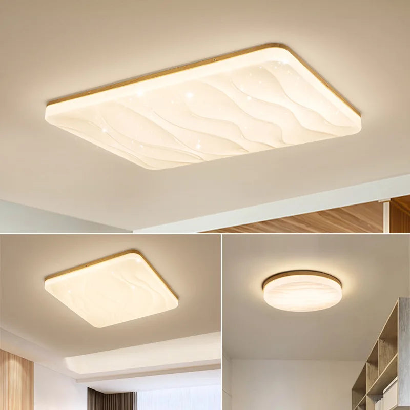 plafonnier led carré moderne simple en bois pour intérieur