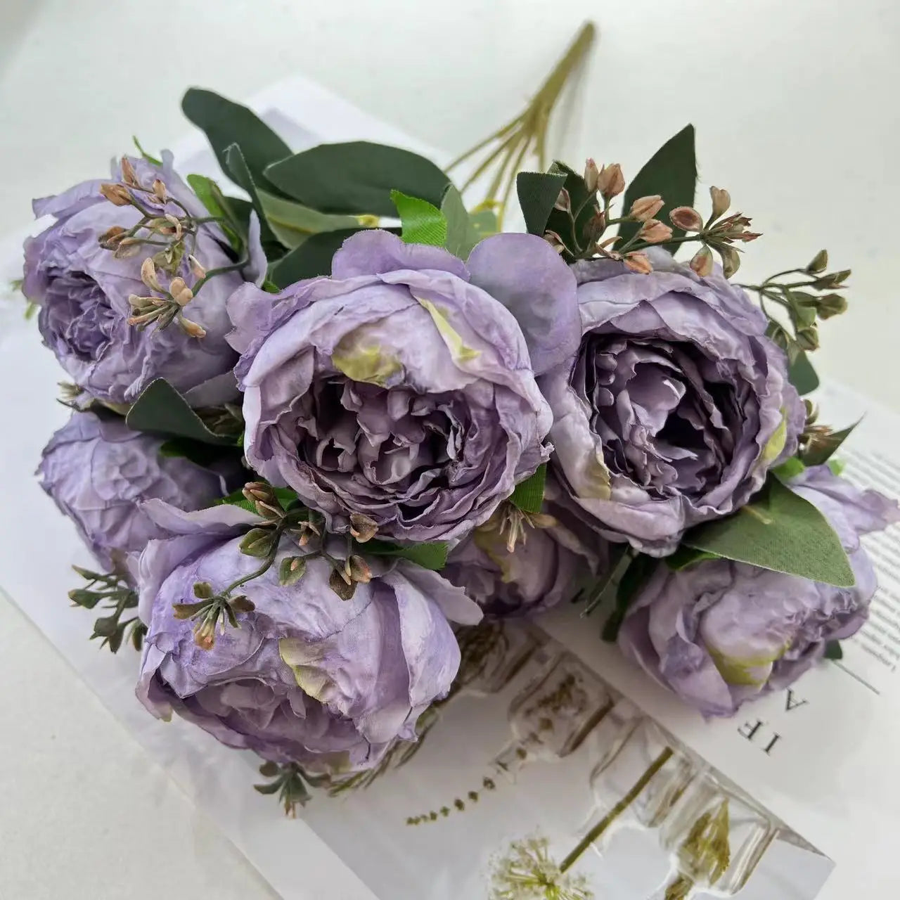 fleurs artificielles bouquet de pivoines pour mariage et décoration - vue 6 sur 13