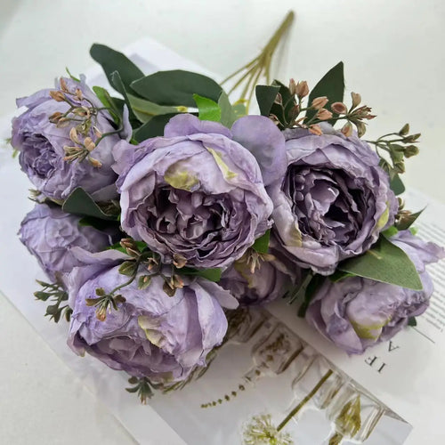 fleurs artificielles bouquet de pivoines pour mariage et décoration - vue 7 sur 13