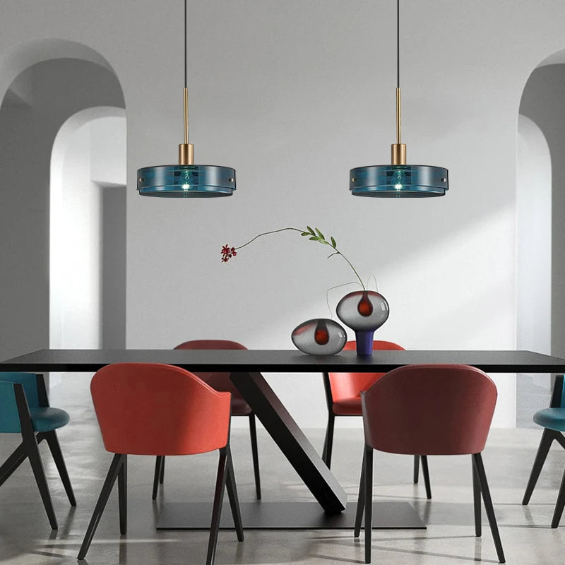 suspension design nordique en verre moderne pour loft et bar - vue 5 sur 8