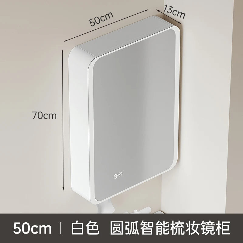armoire circulaire en aluminium avec miroir éclairage intelligent et rangement - vue 20 sur 32