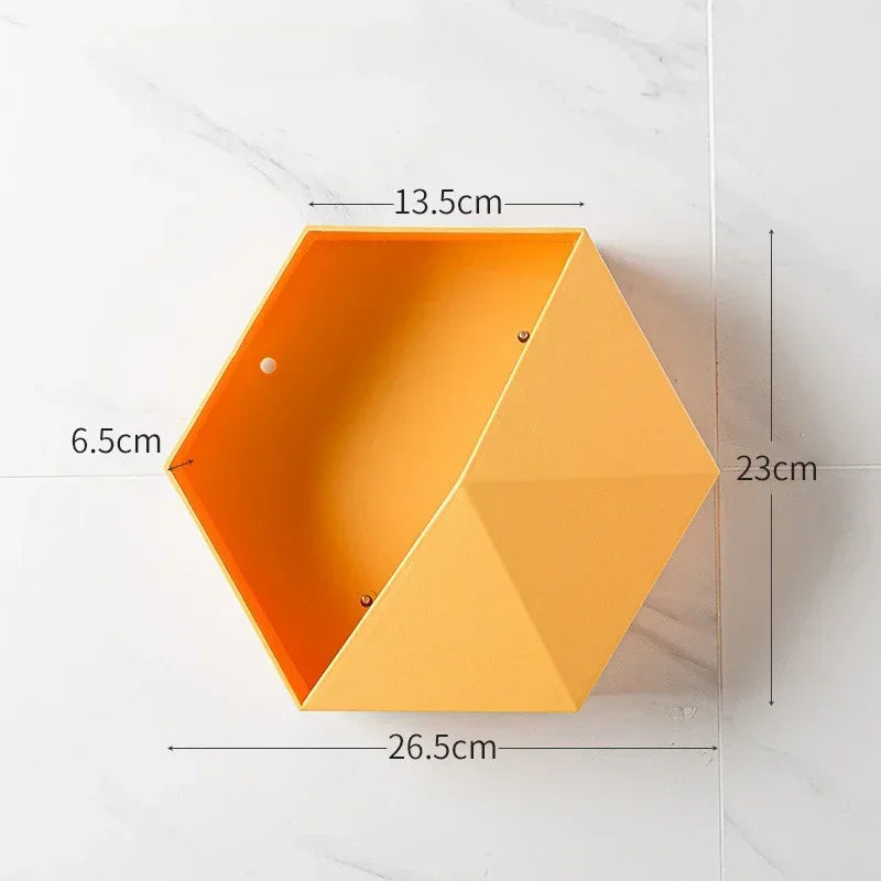 support mural en bois hexagonal pour livres et décorations - vue 9 sur 12