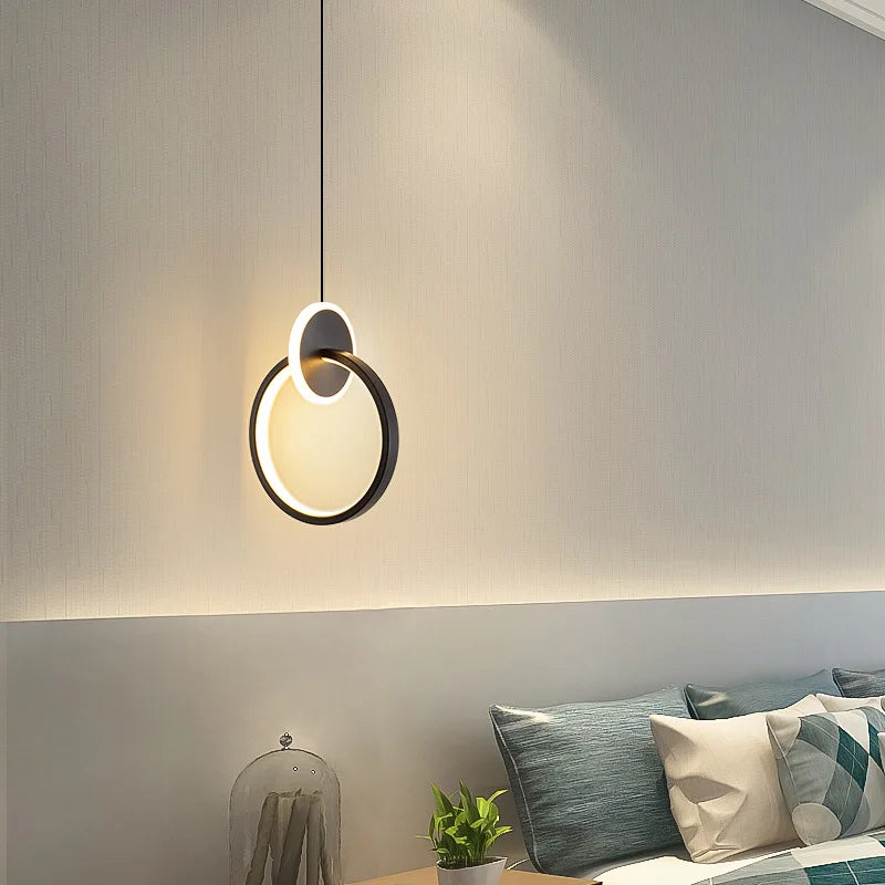 lustre long câble minimaliste suspendu rond 2022 - vue 6 sur 12