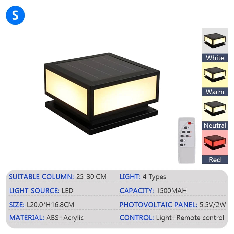 Decorative solar outdoor LED lamp with remote control, four colours - vue 12 sur 12