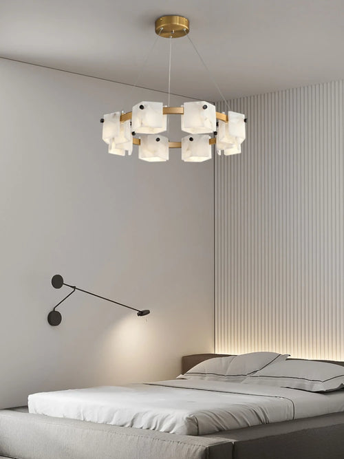 suspension minimaliste en marbre naturel avec éclairage led - vue 3 sur 11