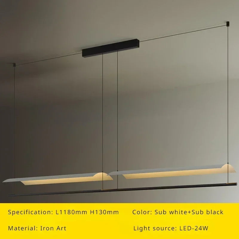 lustre suspendu moderne nordique éclairage design long et simple - vue 8 sur 12