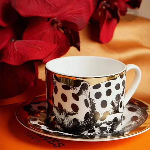 Mug céramique motif animal style européen doré déco