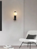 Modern Minimalist Black Rotatable All Copper Natural Marble Wall Lamp, Bedroom Bedside Lamp, Light Luxury Living Room Wall Lamp