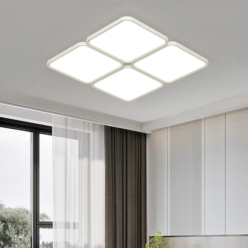 plafonnier led ultra mince moderne à quatre grilles décoratif intérieur - vue 4 sur 14
