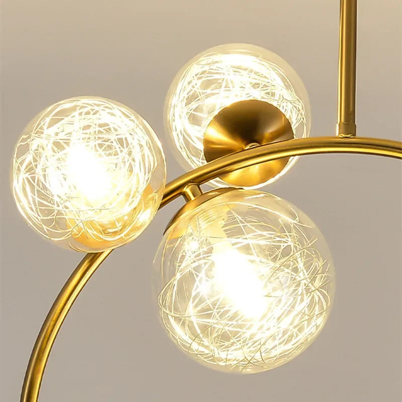 220V 110V Small Chandelier Nordic Round Pendant Light Gold Glass Ball Light for Living Room Dinning Room Kitchen Bedroom - vue 7 sur 16