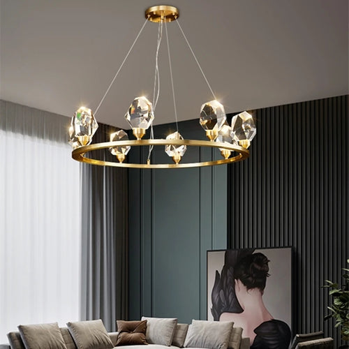 lustre nordique led en cristal pour décoration intérieure