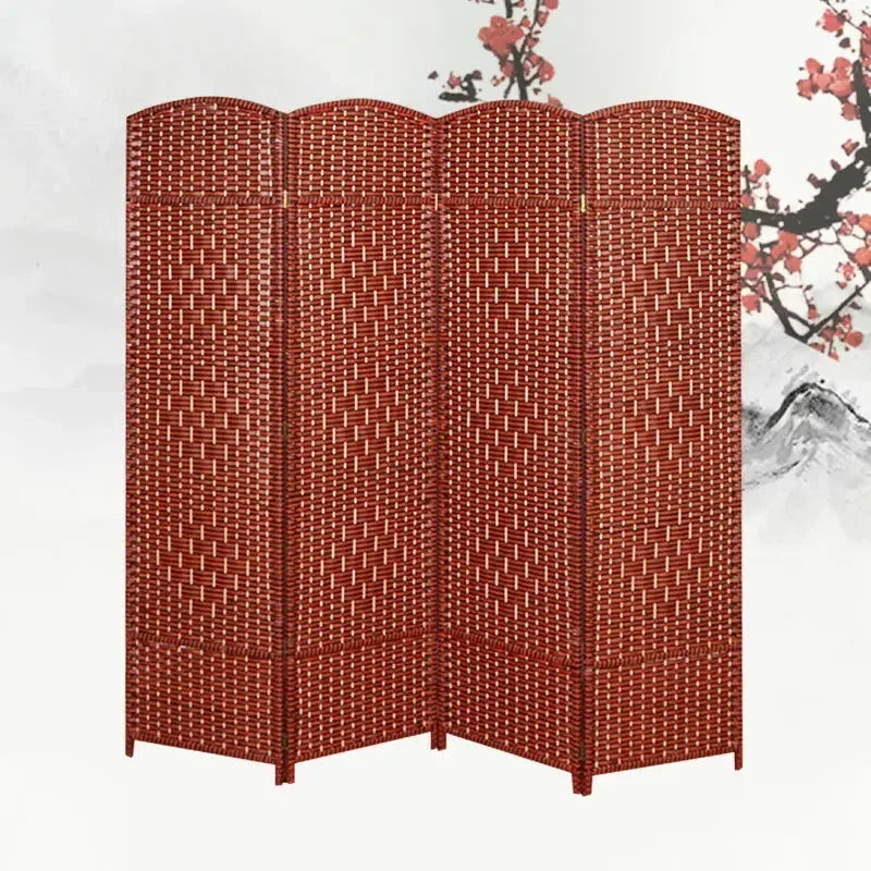Rattan Baffle Screen, Antique Straw Handmade Living Room Partition Entrance Folding Screen, Restaurant Indoor Classical Screen - vue 9 sur 12
