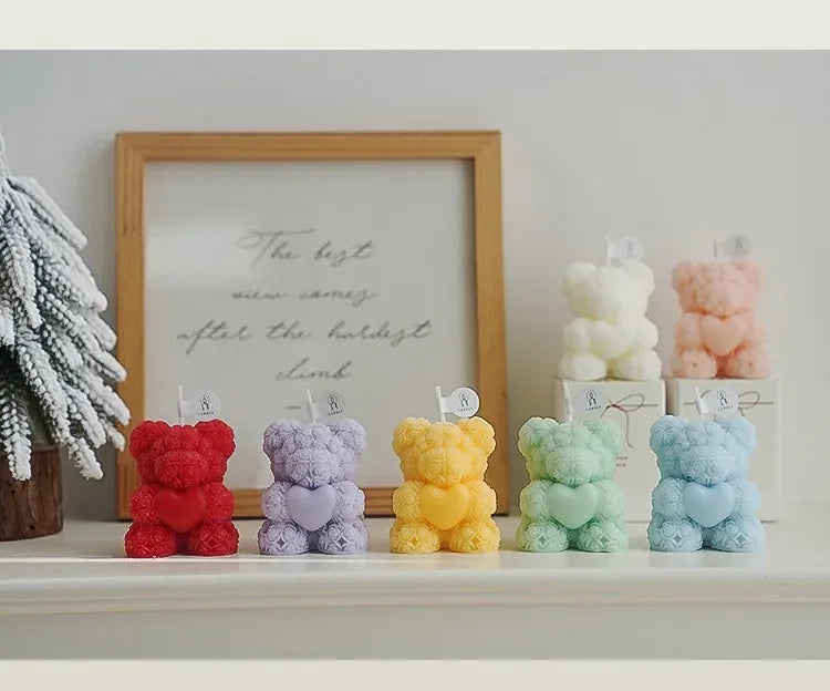 bougie ours en cire de soja parfumée pour détente et cadeaux - vue 4 sur 13