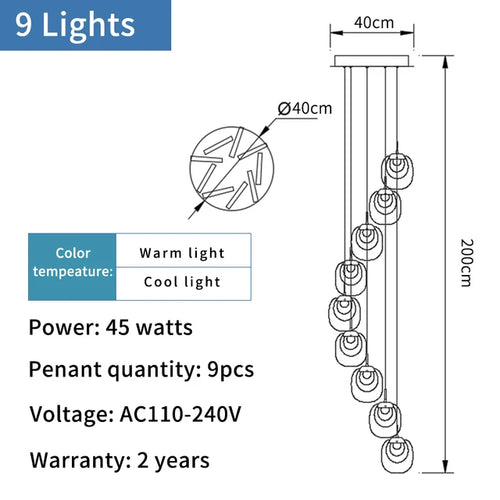 suspension moderne en cristal pour éclairage décoratif intérieur - vue 18 sur 20