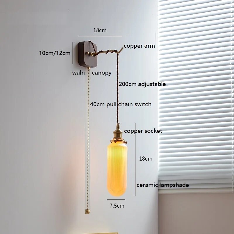 applique murale led noyer cuivre moderne baguette plug-in - vue 17 sur 23
